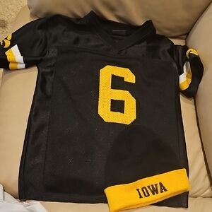 Pro Edge Black and Gold Kids Jersey And NIKE IOWA stocking Hat